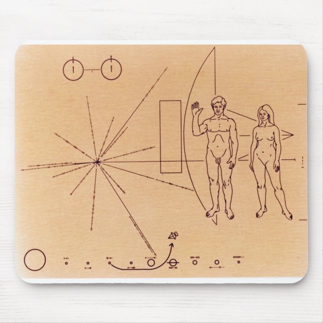 Pioneer 10's Plaque Engraved Gold-Anodized Plate Mouse Pad (Front)