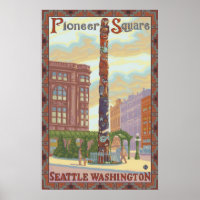 Pioneer Square - Seattle, WA Totem Pole Poster
