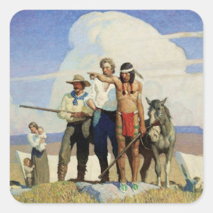 Pioneers Western Art by NC Wyeth Square Sticker