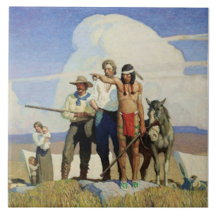 Pioneers Western Art by NC Wyeth Tile