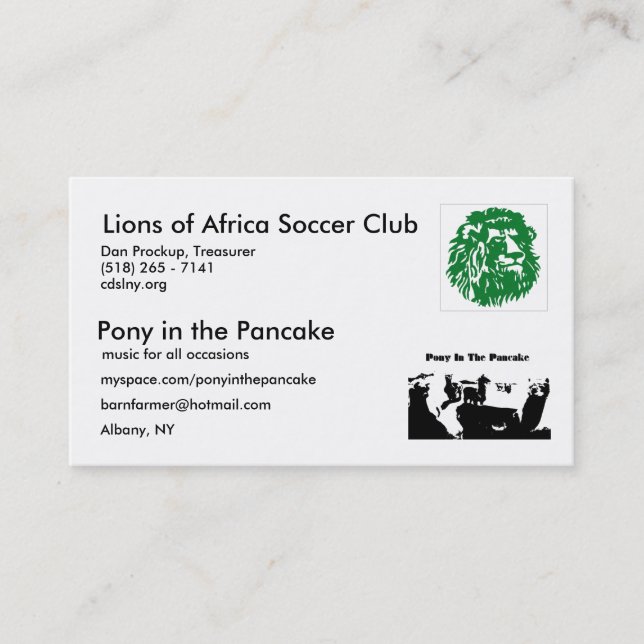 PIP, Lions of Africa Business Card (Front)