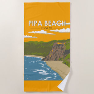 Pipa Beach Brazil Travel Art Vintage Beach Towel