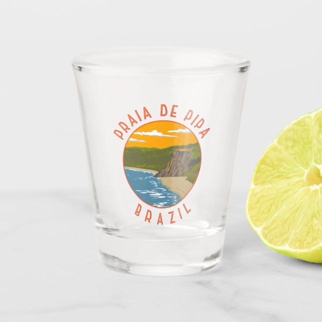 Pipa Beach Brazil Travel Art Vintage Shot Glass (Front)