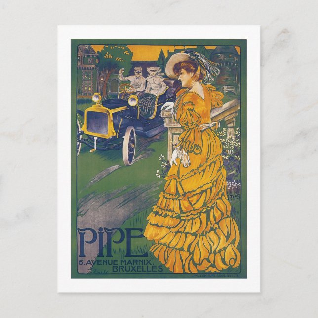 Pipe Automobile - Vintage Belgian Advertisement Postcard (Front)