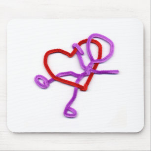 pipe cleaner man and heart mouse pad