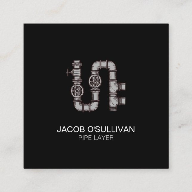 Pipe Layer Plumber Plumbing Square Business Card (Front)