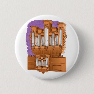 Pipe Organ, Church Organ Graphic Brown 2 Inch Round Button