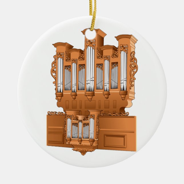 Pipe Organ, Church Organ Graphic Brown Ceramic Ornament (Front)