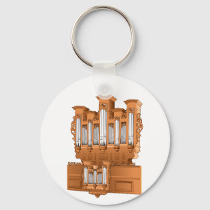 Pipe Organ, Church Organ Graphic Brown Keychain