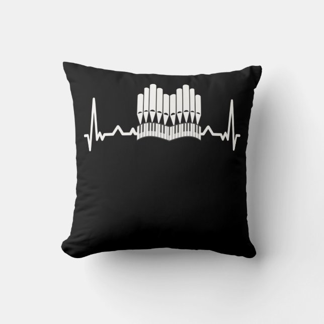 Pipe Organ Heartbeat Church Music Organist Throw Pillow (Front)