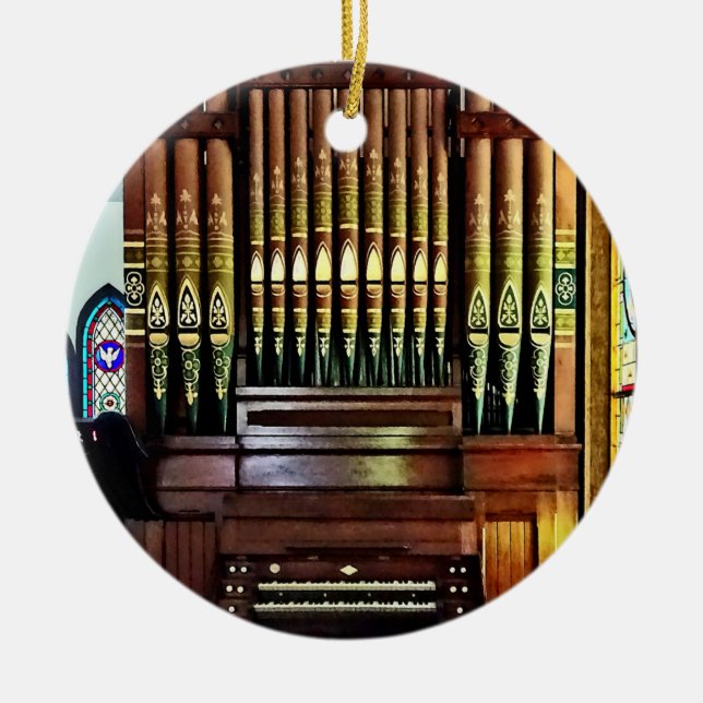 Pipe Organ In Church Ceramic Ornament (Front)