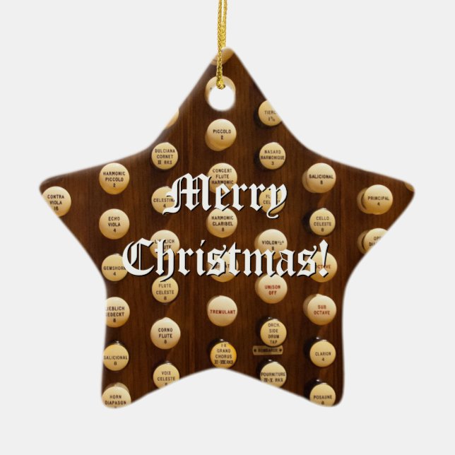 Pipe organ stop knobs Christmas ornament (Front)