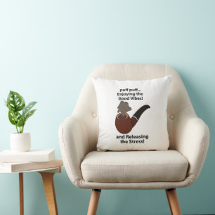 Pipe Smoking Enjoying The Good Vibes Pipe Smoking Throw Pillow