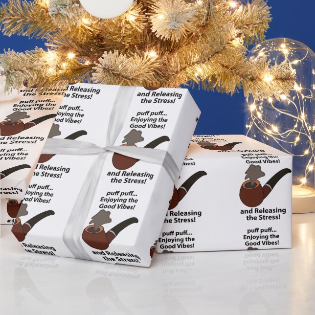 Pipe Smoking Enjoying The Good Vibes Pipe Smoking Wrapping Paper (Holidays)