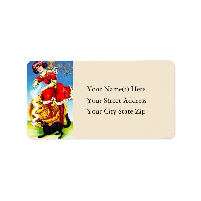 Pipe Smoking Jack O Lantern Vintage Address Label (Front)