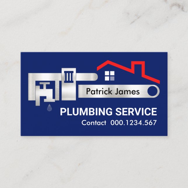 Pipe Wrench Leaking Faucet Business Card (Front)