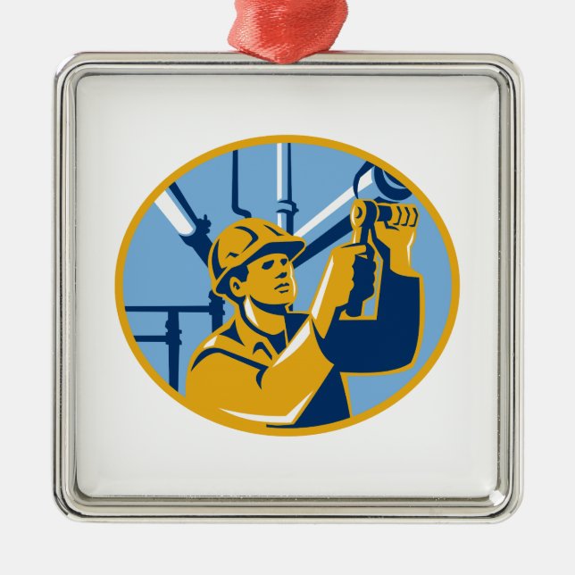 Pipefitter Maintenance Gas Worker Plumber Metal Ornament (Front)