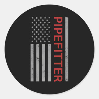 Pipefitter Patriotic Usa Flag Welding Fan Welder Classic Round Sticker