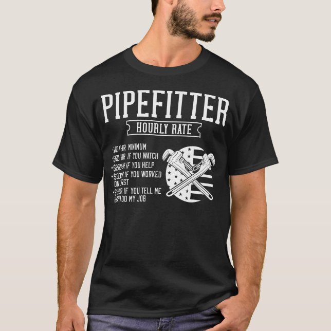 Pipefitter Steamfitter Plumber USA American Flag T-Shirt (Front)