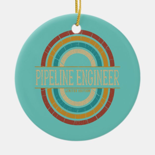 Pipeline Engineer Vintage Retro  Ceramic Ornament (Front)