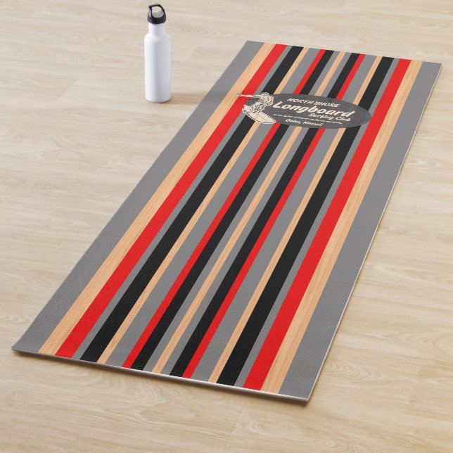 Pipeline Surfboard Hawaiian Striped Grey Yoga Mat (In Situ)
