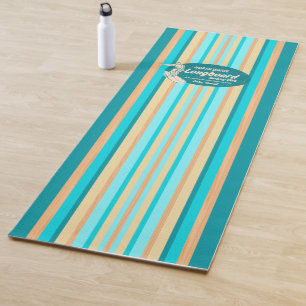 Pipeline Surfboard Hawaiian Striped Teal Yoga Mat