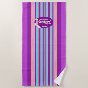 Pipeline Surfboard Hawaiian Striped - Violet Beach Towel