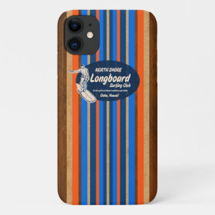 Pipeline Surfboard Hawaiian Stripes Royal Blue iPhone 11 Case