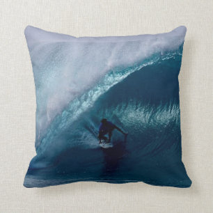 Pipeline Surfing Throw Pillow
