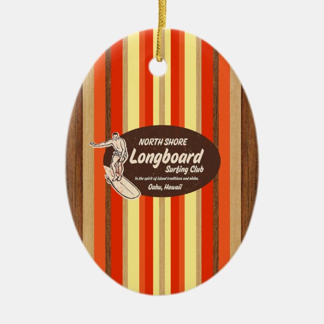 Pipeline Vintage Surfboard Ornament (Front)