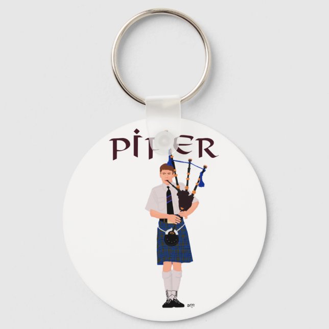 PIPER Blue Plaid Keychain (Front)