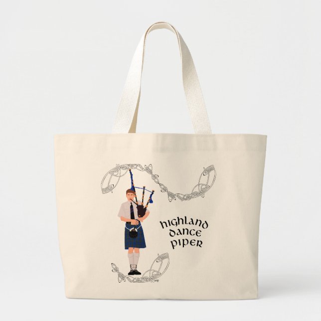 PIPER Blue Plaid Large Tote Bag (Front)