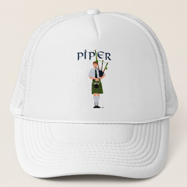 PIPER Green Plaid Trucker Hat (Front)