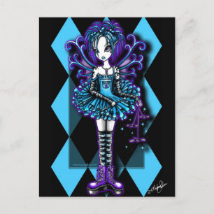 "Piper" Harlequin Teal Dragonfly Fairy Postcard