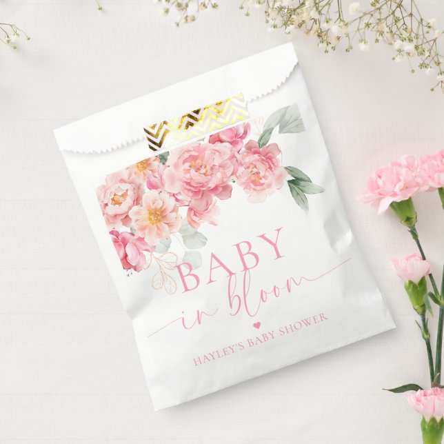 Piper Peony Floral Baby In Bloom Baby Shower Favour Bag (Sealed)