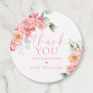 Piper Peony Floral Baby Shower Thank You Favour Favour Tags