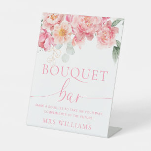 Piper Peony Floral Bouquet Flower Bar Pedestal Sign