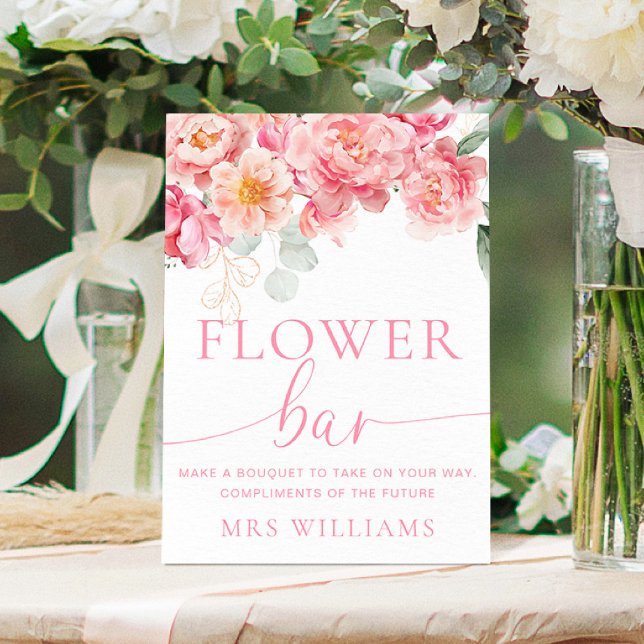 Piper Peony Floral Flower Bar Sign (Flower Bar Sign Piper Peony )