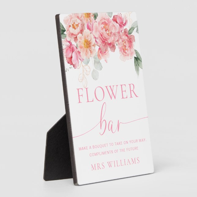 Piper Peony Floral Flower Bar Sign Plaque (Side)