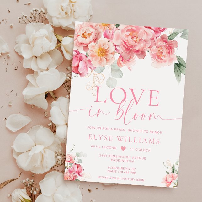 Piper Peony Floral Love In Bloom Bridal Shower Invitation (Creator Uploaded)
