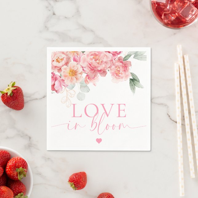 Piper Peony Floral Love In Bloom Bridal Shower Napkin (Insitu)