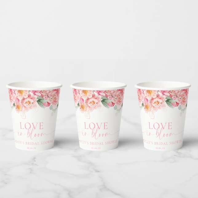 Piper Peony Floral Love In Bloom Bridal Shower Paper Cups (Multi)