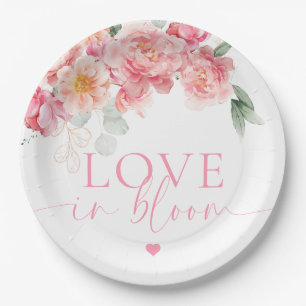 Piper Peony Floral Love In Bloom Bridal Shower Paper Plate