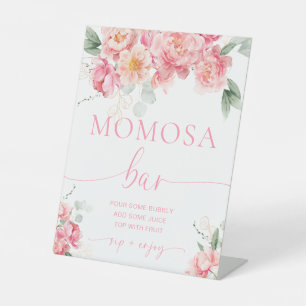 Piper Peony Floral Momosa Bar Pedestal Sign