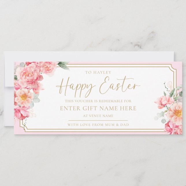 Piper Peony Happy Easter Gift Voucher Card (Front)