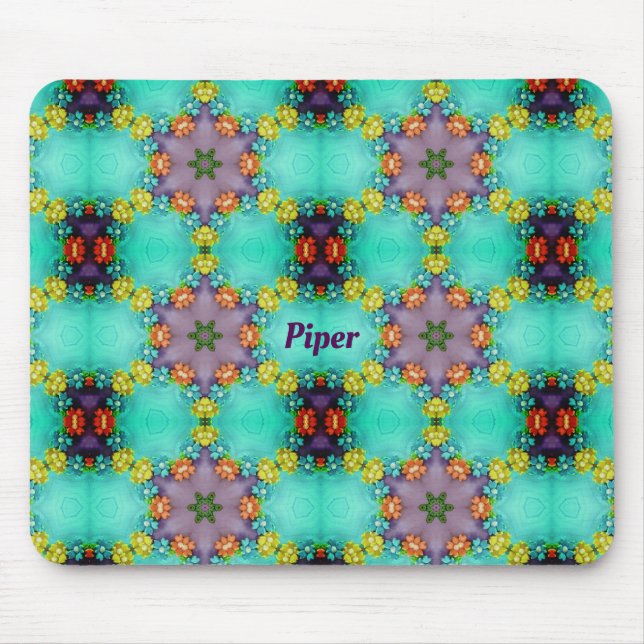 PIPER ~ Pretty Floral Pattern ~ Personalized  Mouse Pad (Front)