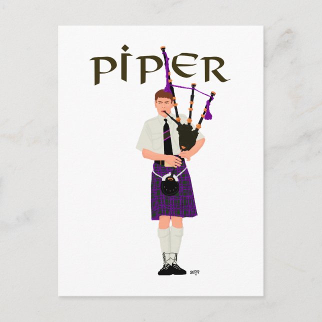 PIPER Purple Plaid Postcard (Front)