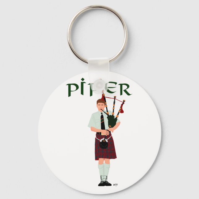 PIPER Red Plaid Keychain (Front)