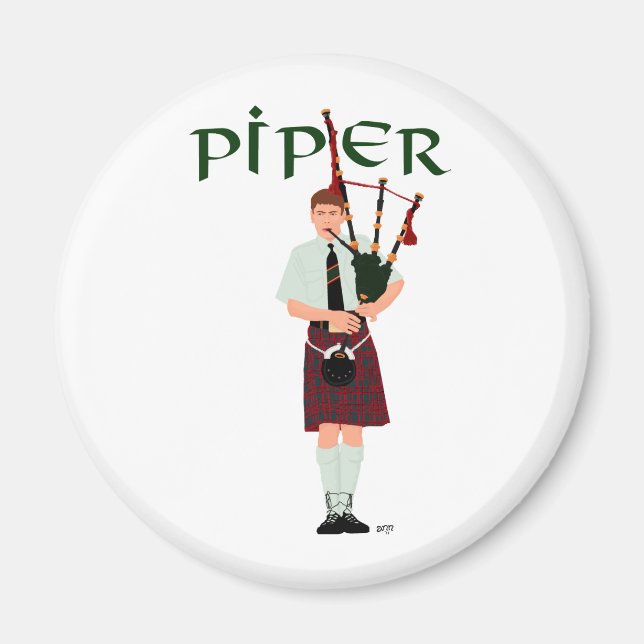 PIPER Red Plaid Magnet (Front)