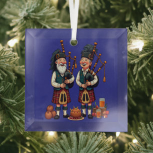 Pipers Duties For The Haggis Procession Burns  Glass Ornament